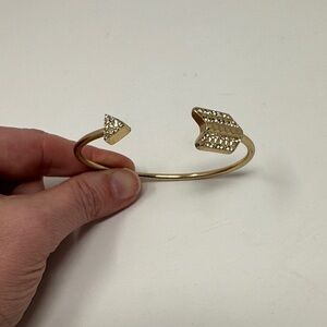 Gold Arrow Bangle Bracelet with Rhinestones